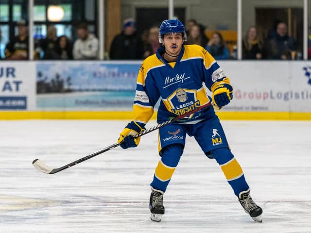 STICKING AROUND: Bailey Perre was quick to agree terms on a new deal keeping him at Leeds Knights for the 2023-24 NIHL National campaign. Picture: Oliver Portamento