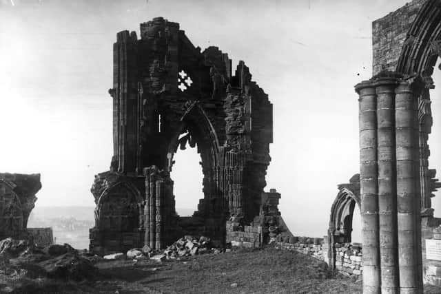 Whitby Abbey after being shelled by German battlecruisers in December 1914. (Pic credit: Topical Press Agency / Getty Images)