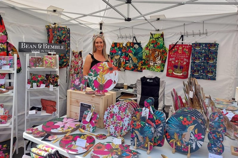 Michelle from Bean and Bemble set up her stall showcasing her colourful products.