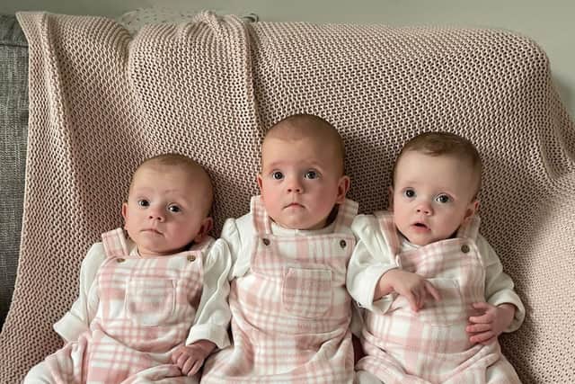 Adeline, Beatrix and Clementine, were born 12 weeks' early.