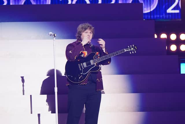 Lewis Capaldi performing during the Brit Awards 2023 at the O2 Arena, London. Picture date: Saturday February 11, 2023.
Ian West/PA
