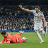 FALL GUY: Leeds United's Jack Harrison was initially said to have scored an own goal for Brighton and Hove Albion but it has now been attributed to Solly March (pictured)
