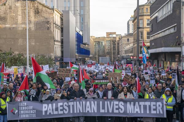People take part in a Palestine Solidarity Campaign demonstration. PIC: Jane Barlow/PA Wire