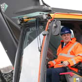 Tees Valley Mayor Ben Houchen operates plant machinery during a photo call at a ceremony to mark the ground-breaking of the Net Zero Teesside project in September 2023.