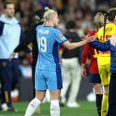 Not this time: Barnsley-born striker Bethany England, left, is consoled by England head coach Sarina Wiegman after their World Cup final defeat to Spain. (Picture: Isabel Infantes/PA)