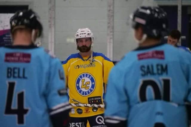 WAY BACK WHEN: Sam Zajac lines up for Leeds Chiefs in their first-ever game against Sheffield Steeldogs at Ice Sheffield on September 15, 2019. Picture: Chris Stratford