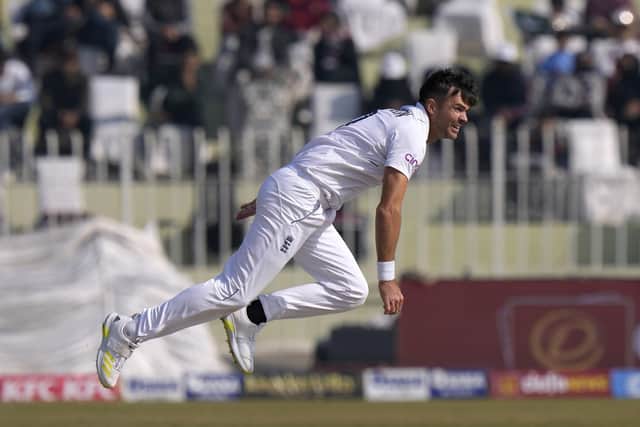 LEADING MAN: England bowler James Anderson played a major role on the fifth day of the first Test against Pakistan in Rawalpindi Picture: AP Photo/Anjum Naveed