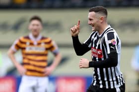 Notts County's Macauley Langstaff celebrates after scoring their sides second goal during the Sky Bet League Two match against Bradford City. Picture: Bradley Collyer/PA Wire.