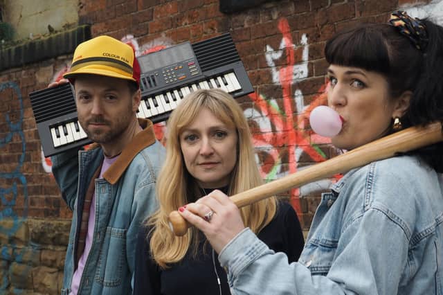 The Research. From left, Russell Searle, Sarah Williams and Georgia Jakubiak.