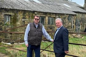Left to right: Chris Waterhouse, real estate partner at Andrew Jackson Solicitors, with John Radcliffe, on site at Yew Tree Farm, Farnley Tyas