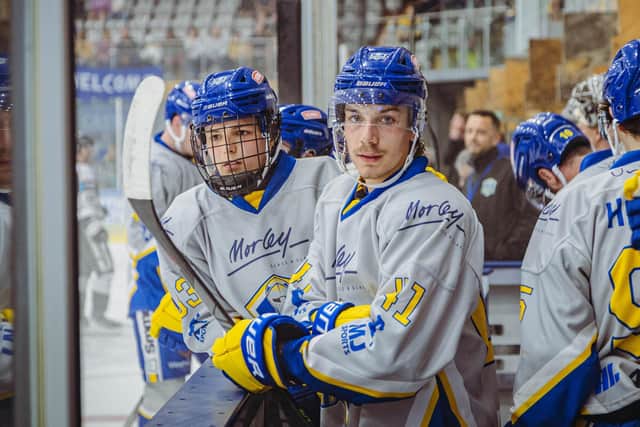 HOME ICE: Leeds Knights' Fin Bradon (left) and Oli Endicott are both names in the GB Under-20s World Championships in Dumfries in December. Picture: Jacob Lowe/Leeds Knights