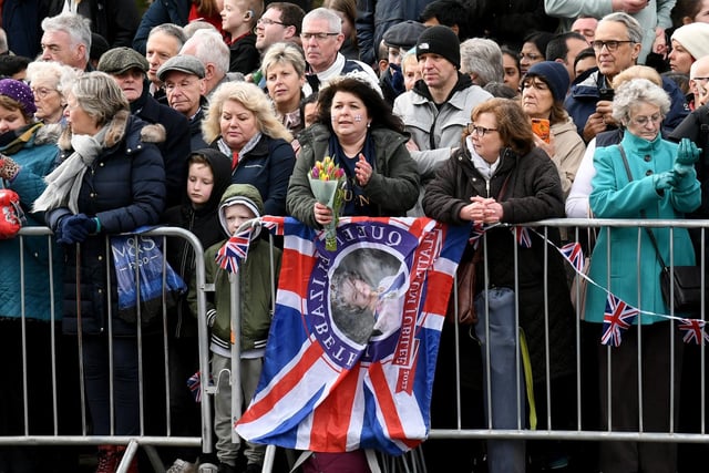 Crowds watch the arrival King Charles and  Queen Camilla Consort pictured after the Maundy Service, at York Minster. Picture taken by Yorkshire Post Photographer Simon Hulme 6th April 2023










