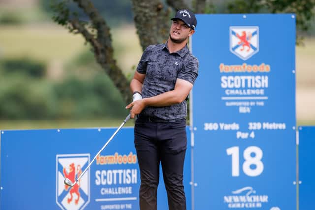 Winning feeling: Sam Bairstow of England tees off at the par 4 18th hole during Day Four of the Farmfoods Scottish Challenge supported by the R&A at Newmachar Golf Club on August 13, 2023 in Aberdeen, Scotland. (Picture: Kenny Smith/Getty Images)