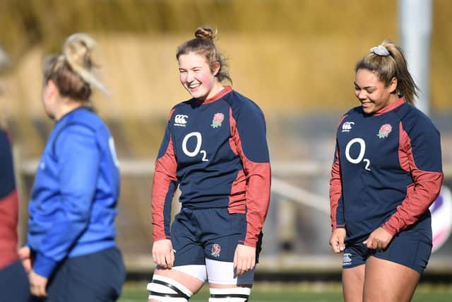 Rising star: York's Morwenna Talling during a training session with England, who she represented out in New Zealand at last month's World Cup. (Picture: Gareth Copley/Getty Images)