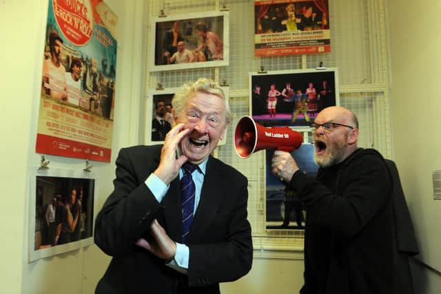 Artistic director Rod Dixon, right, with Bernard Atha at the launch of exhibition marking the 50th anniversary of Leeds's Red Ladder Theatre Company at Leeds Central Library in 2018