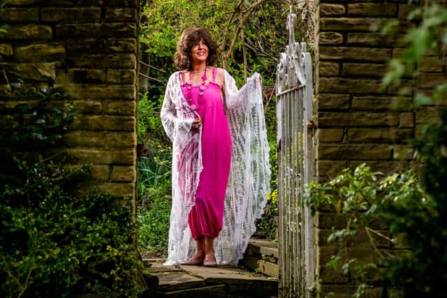 Liz Green wears: Pink dungarees, £45; white lace maxi coat, £60; necklace, £25, all from Caché La Boutique in Elland and online at Cacheboutique.co.uk. Picture By Yorkshire Post photographer James Hardisty