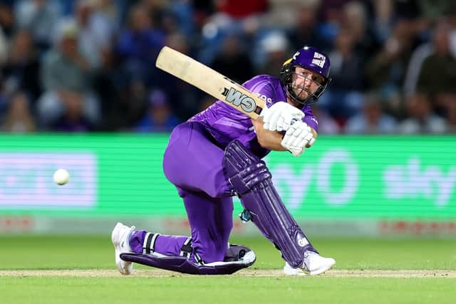 Next batter up: Yorkshire's Adam Lyth playing for Northern Superchargers in The Hundred, an under-fire franchise tournament which he rates as good as any in world cricket. (Picture: George Wood/Getty Images)