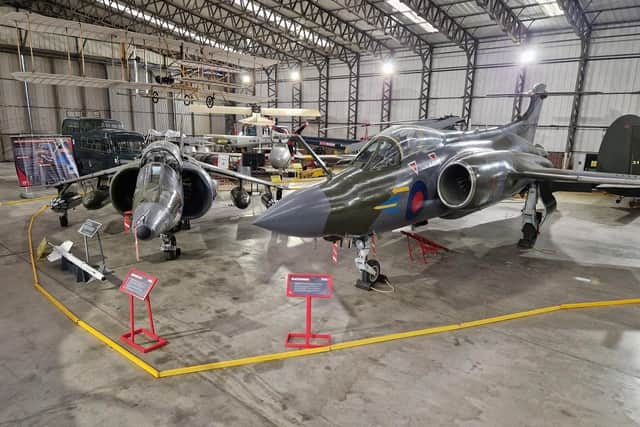 Main hangar with Harrier and Buccaneer aircraft. (Pic credit: Yorkshire Air Museum)