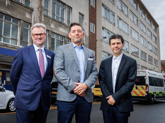 Chief executive Prof Phil Wood, director of estates Craige Richardson and Alex Sobel MP.