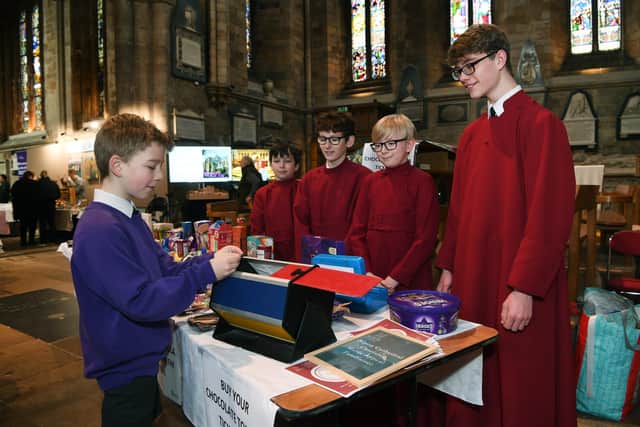 Cathedral choristers fundraise with a tombola.Picture Jonathan Gawthorpe