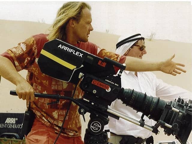 Stuart St Paul directing a battle sequence in the 1997 film Passion In The Desert, which starred French actor Michel Piccoli.