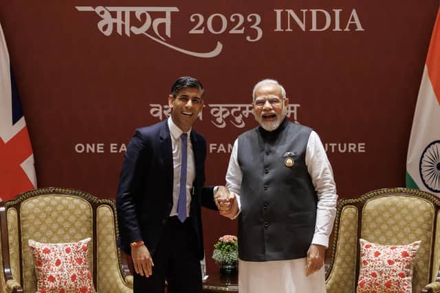 Prime Minister Rishi Sunak (left) during a bilateral meeting with Indian prime minister Narendra Modi during the G20 Summit in New Delhi, India. Picture: Dan Kitwood/PA Wire