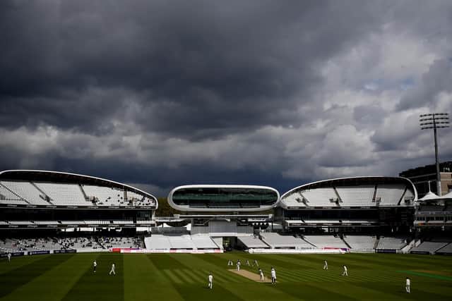Dark skies above Lord's, a ground where Yorkshire have now lost five successive County Championship games. Photo by Alex Davidson/Getty Images.