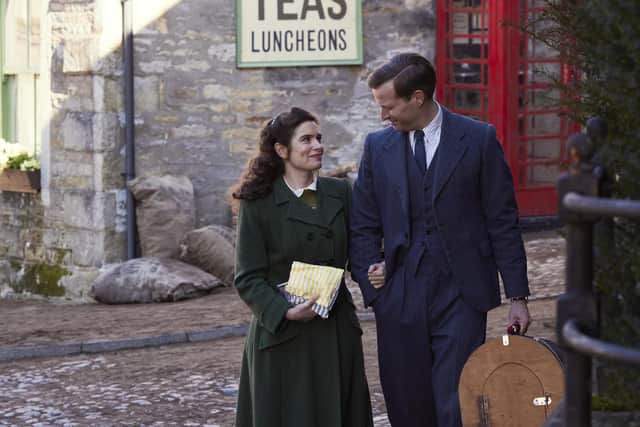 Rachel Shenton (Helen Herriot) Nicholas Ralph (James Herriot). Photographer: Helen Williams - Copyright ©5 Broadcasting Limited / ©Playground Television UK Ltd 2026