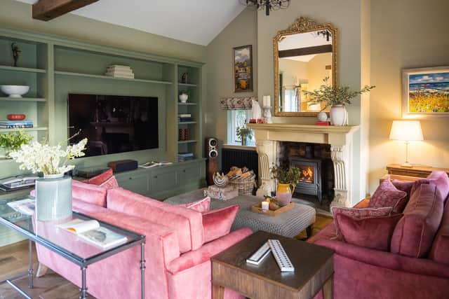 A cosy sitting room in pink