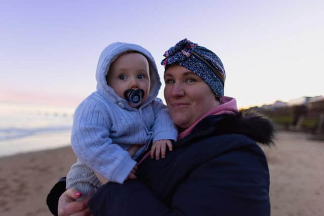 Bridlington mother Hayley Cragg with son Louie, now 13 months. Picture by Stephen Roe.