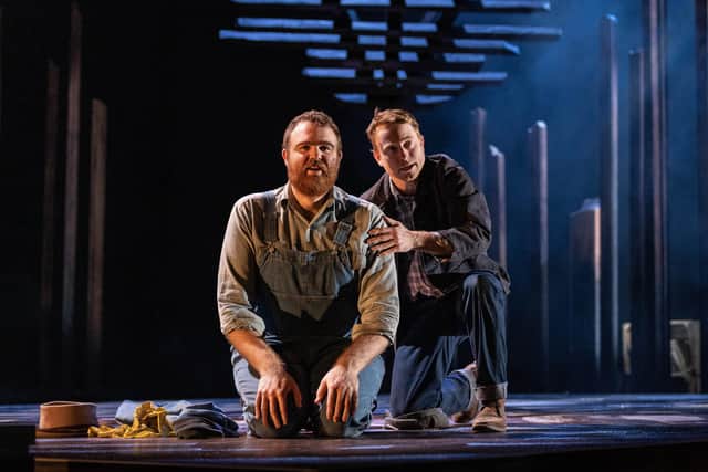 Tom McCall as George and Wiliam Young as Lennie in Of Mice and Men at Leeds Playhouse. Picture: Mark Senior