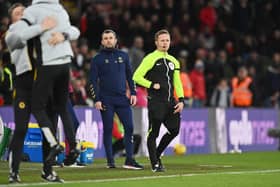 SOUTHAMPTON, ENGLAND - FEBRUARY 11: Nathan Jones, Manager of Southampton, reacts after his team concede a second goal during the Premier League match between Southampton FC and Wolverhampton Wanderers at Friends Provident St. Mary's Stadium on February 11, 2023 in Southampton, England. (Photo by Dan Mullan/Getty Images)