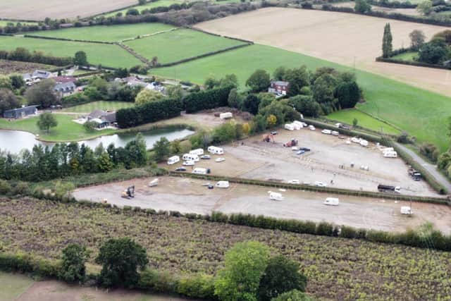 A drone image of the traveller site near Hillam