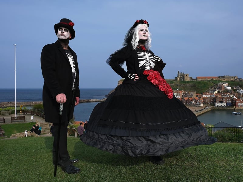 Whitby Goths . Steve and Kelly on West Cliff pic Richard Ponter