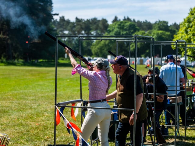 Emma Craggs, of Middlesborough, having ago at clay shooting at the event. Picture By Yorkshire Post Photographer,  James Hardisty