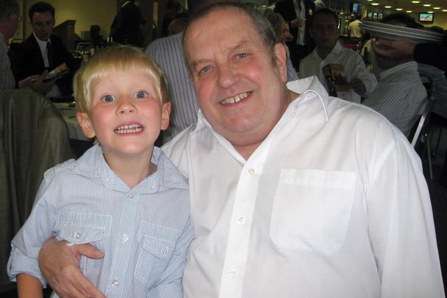 Des Fairclough with his grandson Dominic, 5, at Doncaster races in 2009