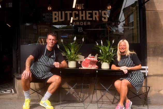 Chef Tim Bilton has been given the all clear thanks to immunotherapy after being told in 2019 that he had a year to live. He now runs the Butchers Larder with his wife Adele and their eldest son Henry. Picture by Yorkshire Post Photographer Simon Hulme