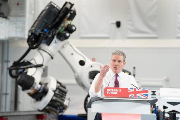 Labour Party leader Sir Keir Starmer gives a speech, at the National Composites Centre. PIC: Stefan Rousseau/PA Wire