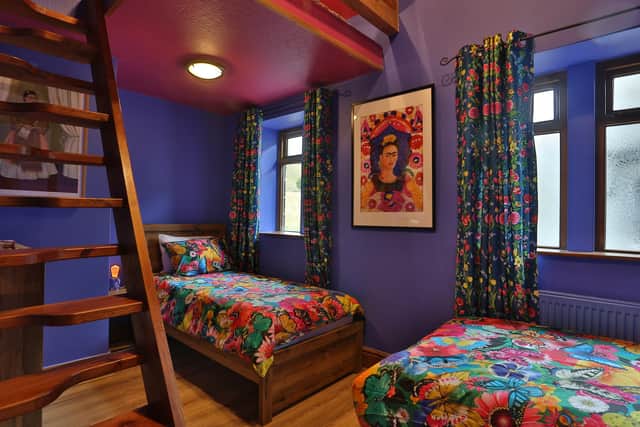 The Frieda Kahlo room with beddling from Joe Browns.