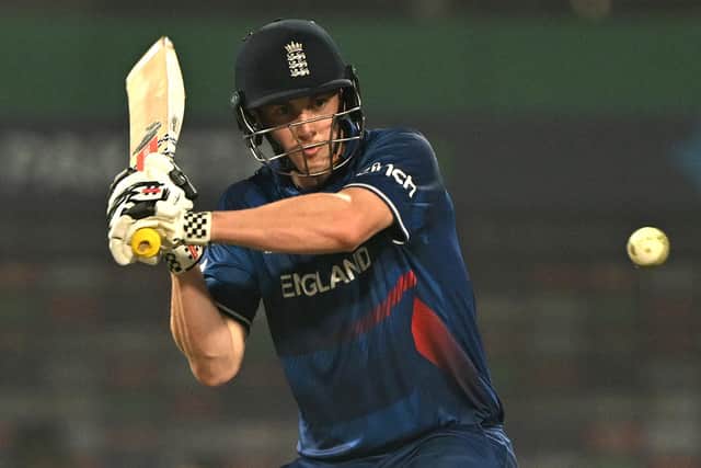 England's Harry Brook plays a shot during the 2023 ICC Men's Cricket World Cup one-day international (ODI) match between England and Pakistan at the Eden Gardens in Kolkata earlier this week (Picture: ARUN SANKAR/AFP via Getty Images)