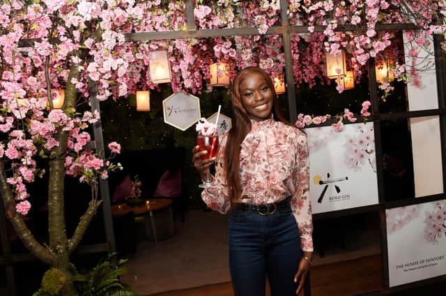 Edinburgh singer Emma Aika hanging out in the new Roku Gin Japanese Cherry Blossom garden at Tigerlily