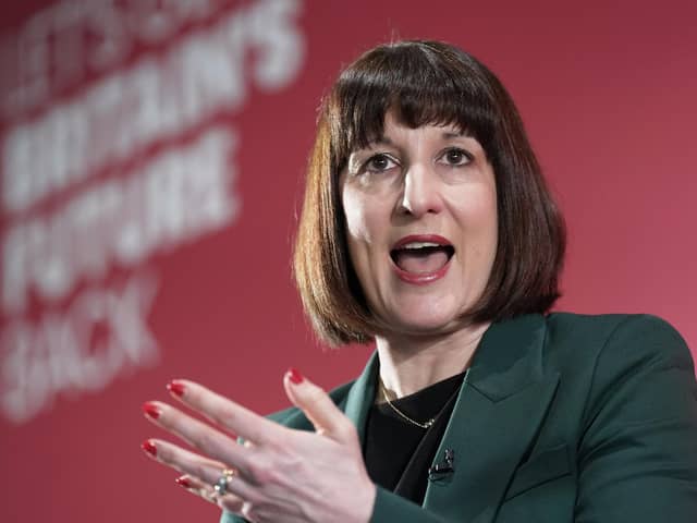 Shadow Chancellor Rachel Reeves addressing 400 business leaders at the Kia Oval, London. PIC: Stefan Rousseau/PA Wire