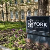 A City of York Council sign outside West Offices.