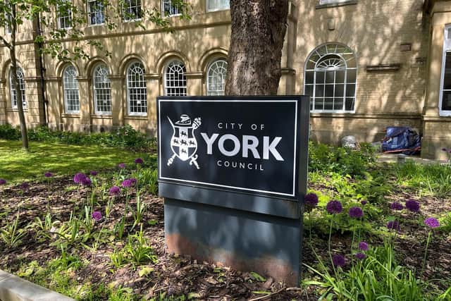 A City of York Council sign outside West Offices.
