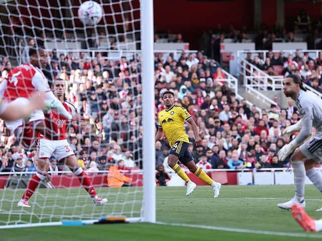 GOAL: James Justin opens the scoring (Image: Alex Pantling/Getty Images)