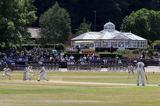 Yorkshire in action against Derbyshire earlier this season at Chesterfield, scene of their only Championship victory of 2023 to date. Photo by David Rogers/Getty Images.