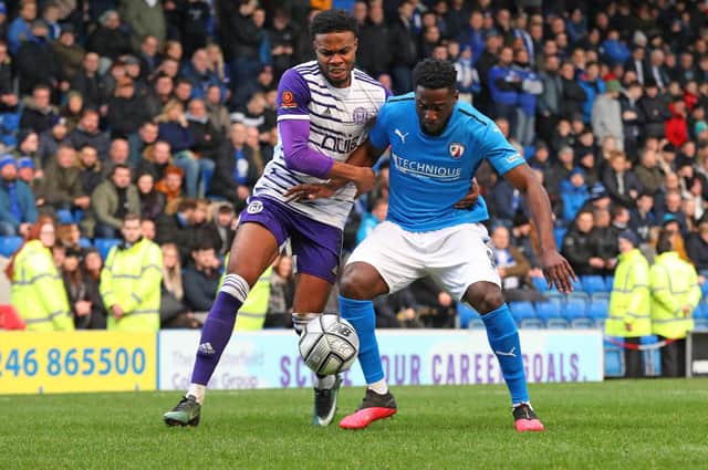 Chesterfield host Southend United on Saturday. Pictured: Akwasi Asante.