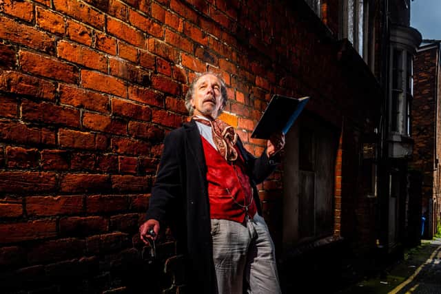 Charles Dickens (played by Richard Mead) will be reading extracts from Dickens novels outside the old Assembly Rooms on Huntress Row. Charles Dickens came to Scarborough in 1858 as part of his reading tour of Britain. Picture By Yorkshire Post Photographer,  James Hardisty.
