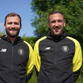 New Harrogate Town professional development phase coach Rory McArdle (right), pictured with new academy manager Josh Law. Picture courtesy of Harrogate Town AFC.