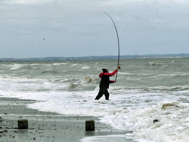 Anglers take part in the warm-up Flattie Bash event on Hornsea beach